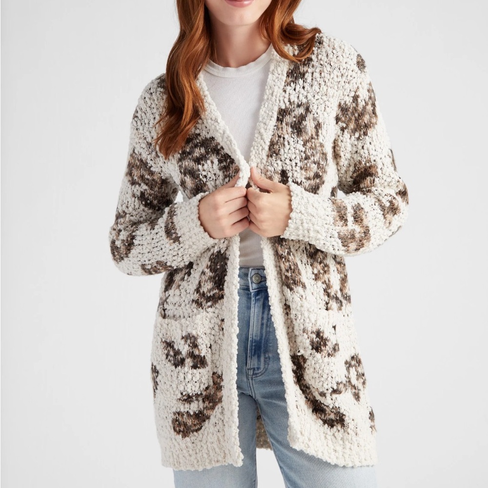 Leopard Print Popcorn Cardigan
